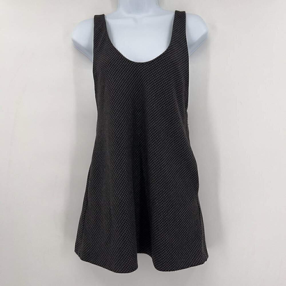 Zara Women's Mini Houndstooth Print Pinafore  Charcoal / Gray Dress Size XS